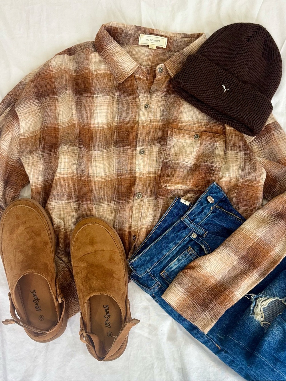 No Comment Brown Plaid Button-Down Shirt